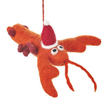 Festive Lobster Fair Trade Handmade Christmas Felt, 2 of 6