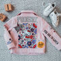 Baby Personalised Painted Leather Biker Jacket Pink, thumbnail 7 of 12