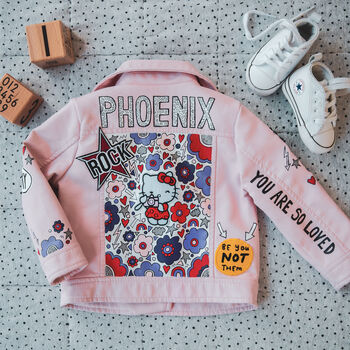 Baby Personalised Painted Leather Biker Jacket Pink, 7 of 12
