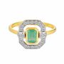 14k Gold Vermeil Diamond Halo Ring In Emerald, thumbnail 2 of 7