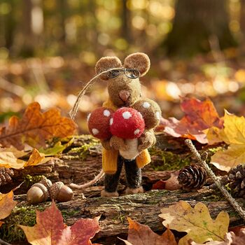 Handmade Felt Oliver The Mouse Hanging Autumn Decor, 2 of 3