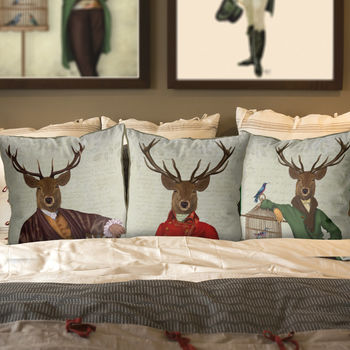 Deer With Bamboo Cage Decorative Cushion, 4 of 4