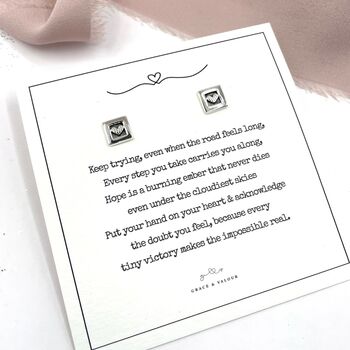 Keep Trying Giftcard With Sterling Silver Love Heart Studs, 3 of 10