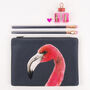 Flamingos Printed Silk Zipped Bag, thumbnail 1 of 6