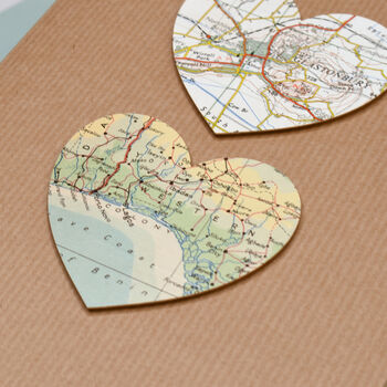Custom Map Hearts Valentines Card, 4 of 6
