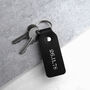 Handmade Personalised Black Leather Fob Keyring, thumbnail 2 of 5