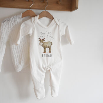 Personalised Reindeer My First Christmas Baby Gift Set, 8 of 8