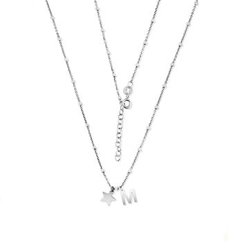 Sterling Silver Initial Star Charm Necklace, 4 of 9