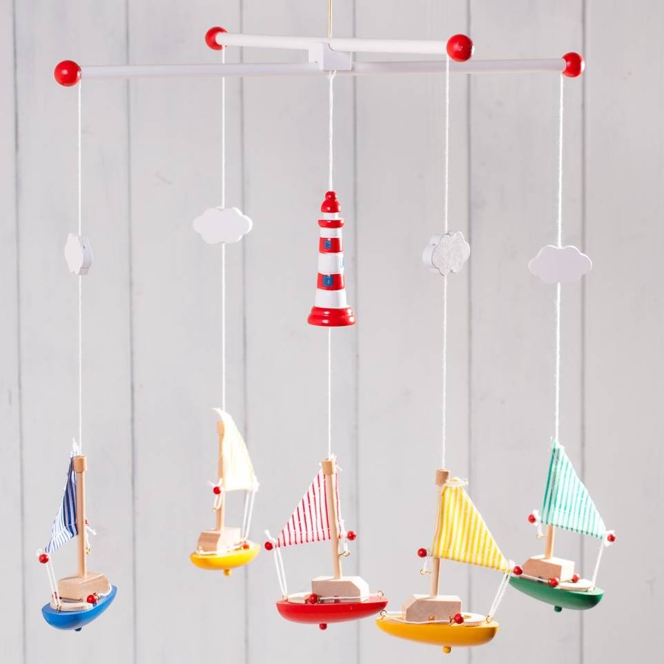 Wooden Sailing Boat Mobiles And Personalised Bag By British and Bespoke