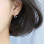 Sterling Silver Dainty Heart Dangle Stud Earrings, thumbnail 1 of 5