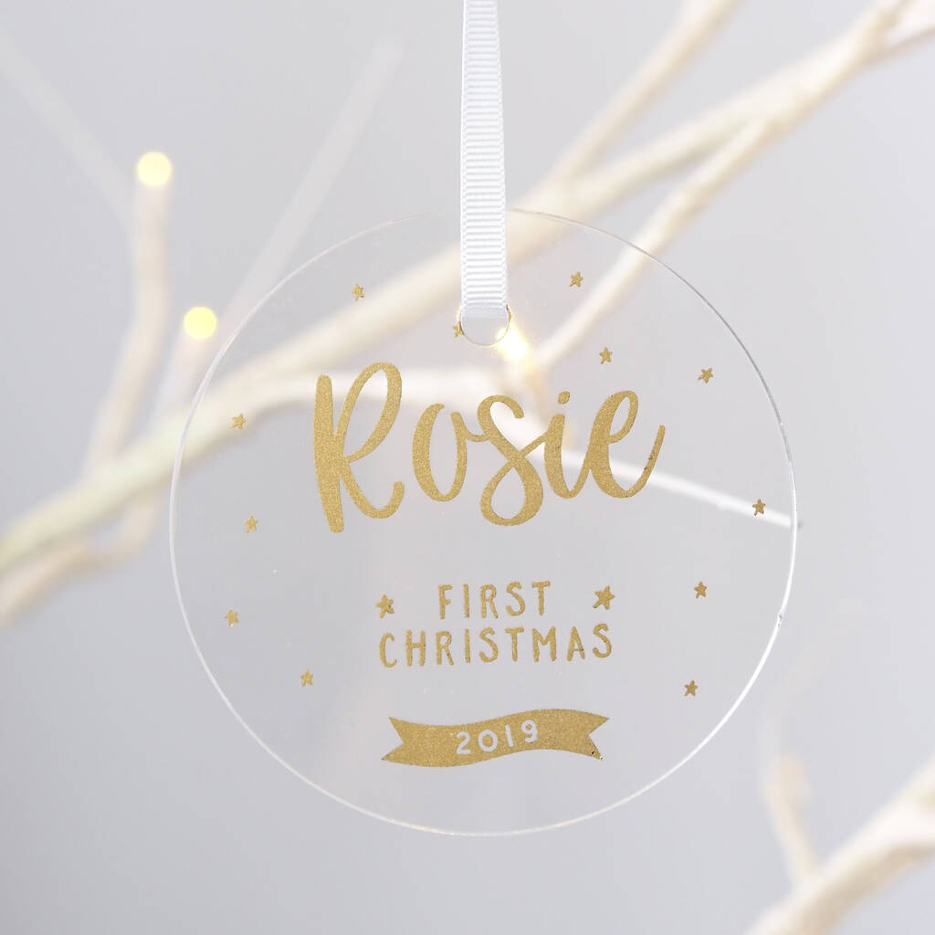 Personalised First Christmas Acrylic Decoration, 1 of 5