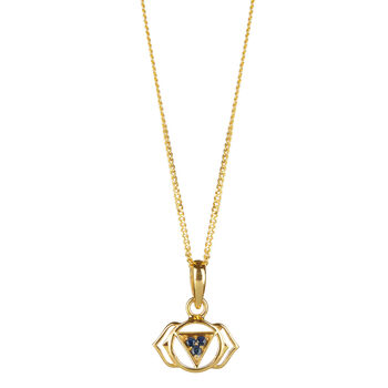 Third Eye Chakra Sapphire Gold Vermeil Necklace, 3 of 11