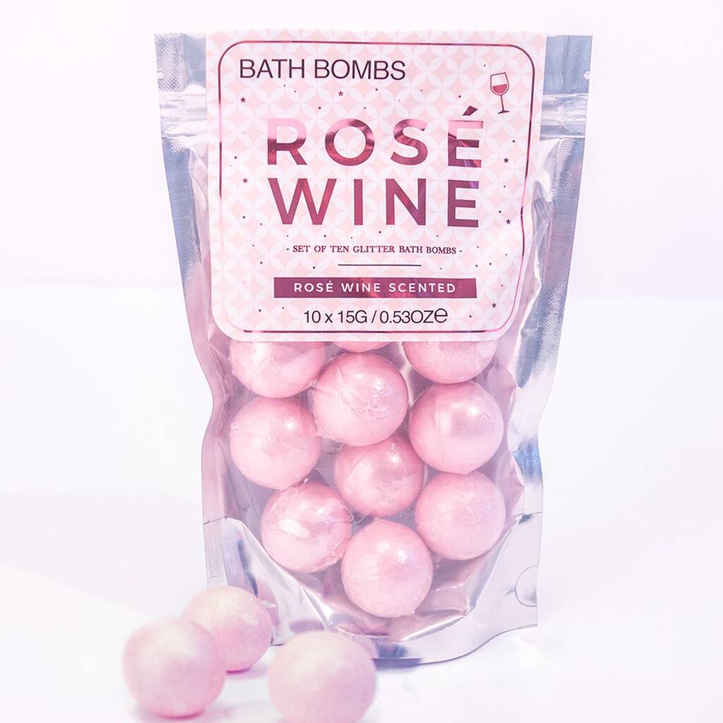 Pack Of 10 Rosé Wine Bath Bombs By all things Brighton beautiful