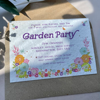 Floral Party Invitations Plain Or Plantable Card, 3 of 4