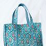 Blue Flower Motif Tote Bag, thumbnail 1 of 2