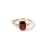 Yellow Gold Garnet And Created White Sapphire Ring, thumbnail 2 of 4