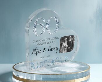 Personalised 60th Anniversary Acrylic Heart Plaque, 4 of 6