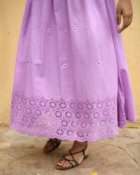 Daisy Embroidered Lilac Maxi Dress, 3 of 5