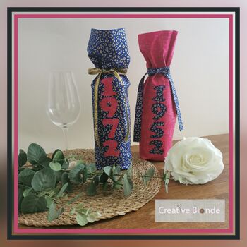 Custom Fabric Wine Bottle Gift Bag With Ribbon, 7 of 12