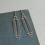 Art Deco Rectangle Silver Earrings, thumbnail 5 of 9