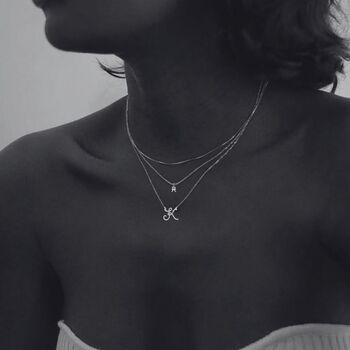 Mini Personalised Script Letter Necklace Silver, 3 of 12