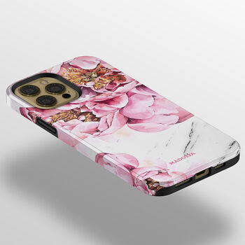 Pink Peony X White Marble Tough Case For iPhone, 2 of 4