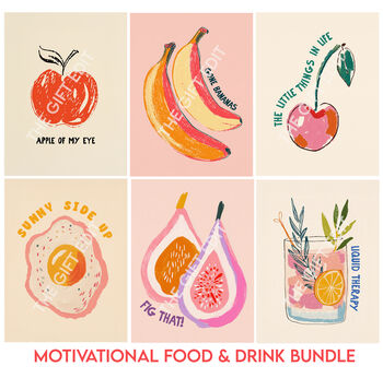 Set Of Six Food And Drink Themed Art Prints Bundle, 6 of 8