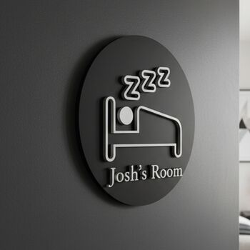 Bedroom Door Sign Raised Bed And Sleep Icon Design, 4 of 4