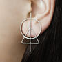 Triangle Silver Geometric Stud Earrings, thumbnail 2 of 3