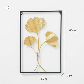 Large Black Trim Gold Leaf Metal Wall Art Decor, 10 of 12