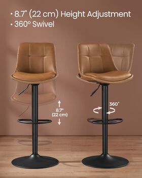 Set Of Two Bar Stools Swivel Chairs Synthetic Leather, 6 of 12