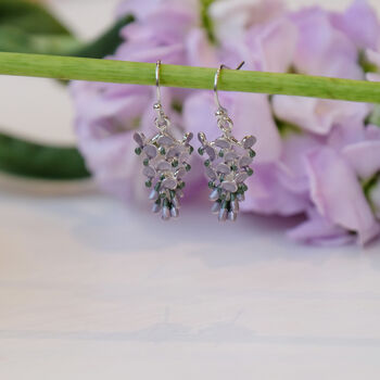 Wisteria Lilac Flower Drop Earrings, 2 of 5