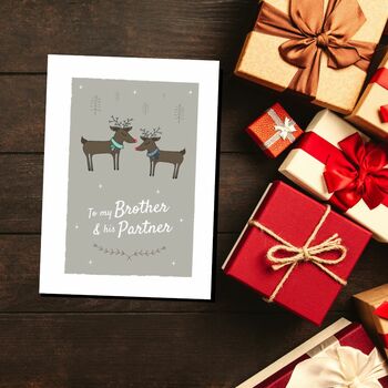 'To My Brother And Partner' Christmas Card Reindeer, 5 of 9
