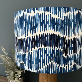 Tidal Marine Blue Patterned Drum Lampshades, 3 of 9