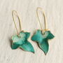 Holly And Ivy Winter Forest Green Leaf Earrings, thumbnail 1 of 9
