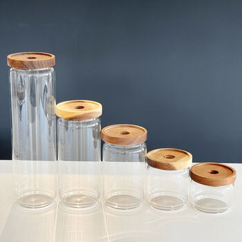 Slim Storage Jar With Acacia Wood Lid, 3 of 8