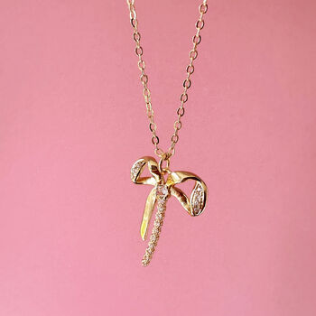 Gold Plated Bow Necklace, 8 of 8