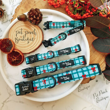 Festive Plaid Christmas Dog Collar, 4 of 9