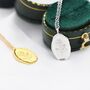 Aster Flower Oval Necklace In Sterling Silver, thumbnail 5 of 10