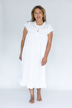 Women's Personalised White Cotton Rosebud Nightdress, 5 of 7