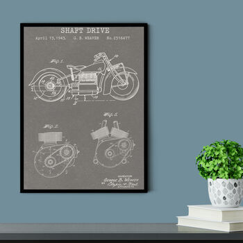 Anatomy Of A Motorbike And Engine Patent Print, 5 of 10