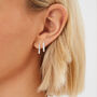 Sterling Silver Rectangle Huggie Hoop Earrings, thumbnail 4 of 7