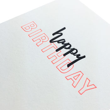 'Happy Birthday' Neon Pop Letterpress Card, 3 of 3
