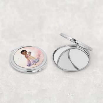 Personalised Compact Mirror With Cartoon Lady And Name, 2 of 7