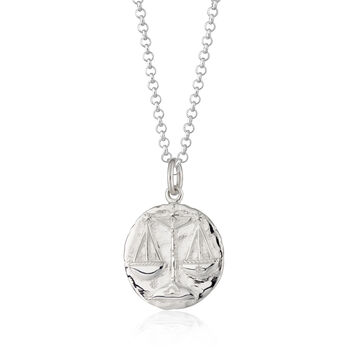Engraved Sterling Silver Libra Zodiac Necklace, 8 of 8