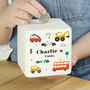 Personalised Baby Boy Vehicle Money Box, thumbnail 5 of 5