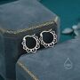 Sterling Silver Lotus Flower Hoop Earrings, thumbnail 4 of 12