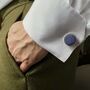 Irish Linen Cufflinks In Navy Blue, thumbnail 3 of 5