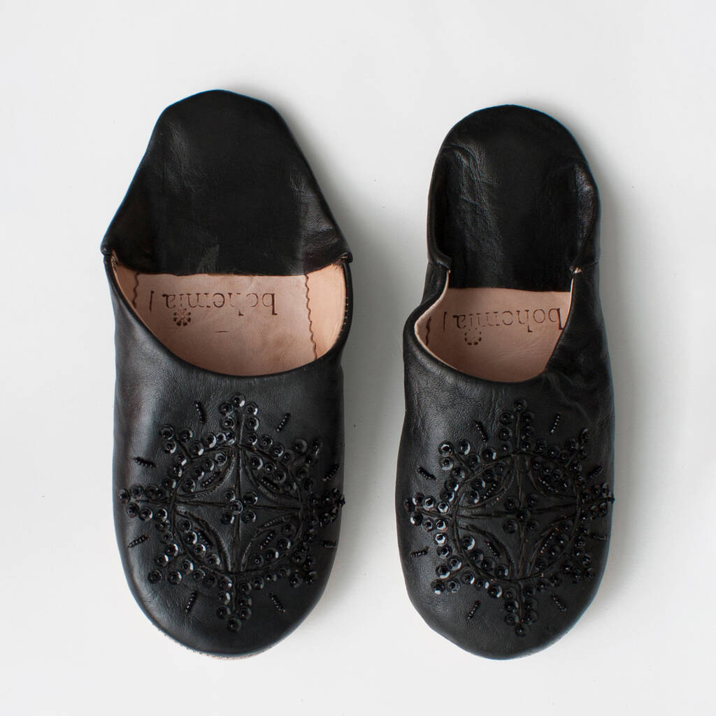 Leather Sequin Babouche Slippers By Bohemia | notonthehighstreet.com