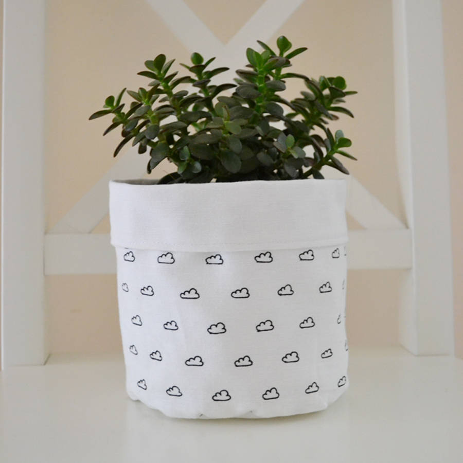 Hand Printed Fabric Plant Pot Cover Medium   Original Hand Printed Fabric Plant Pot Cover Medium 